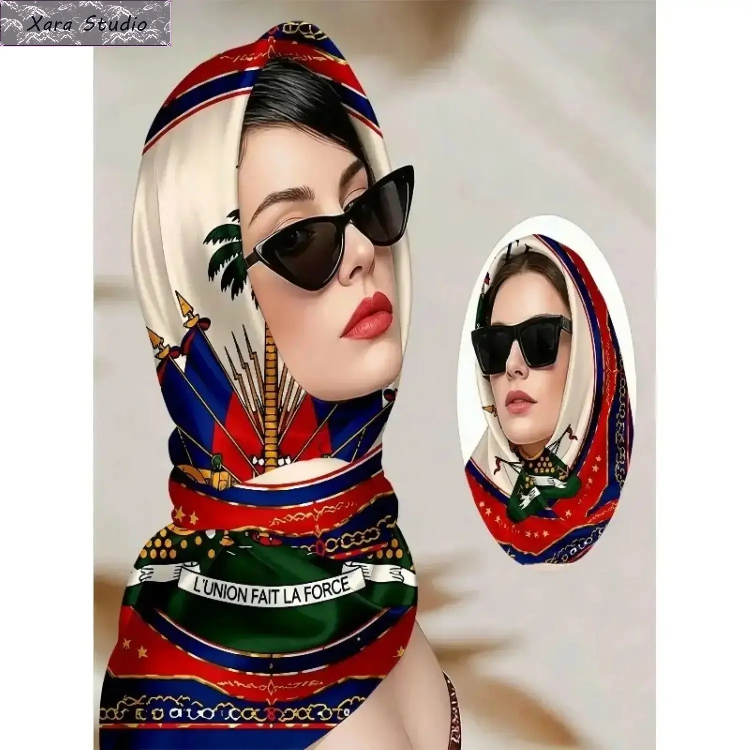 Haitian Independence Day Patriotic Red-White-Blue Palm Tree Bandana - Sporty Sports Headband, Soft Head Wrap, Hair Scarf, Fashion Neck Shawl, Lightweight Versatile Wall Decoration, Sporty Sports Headbands