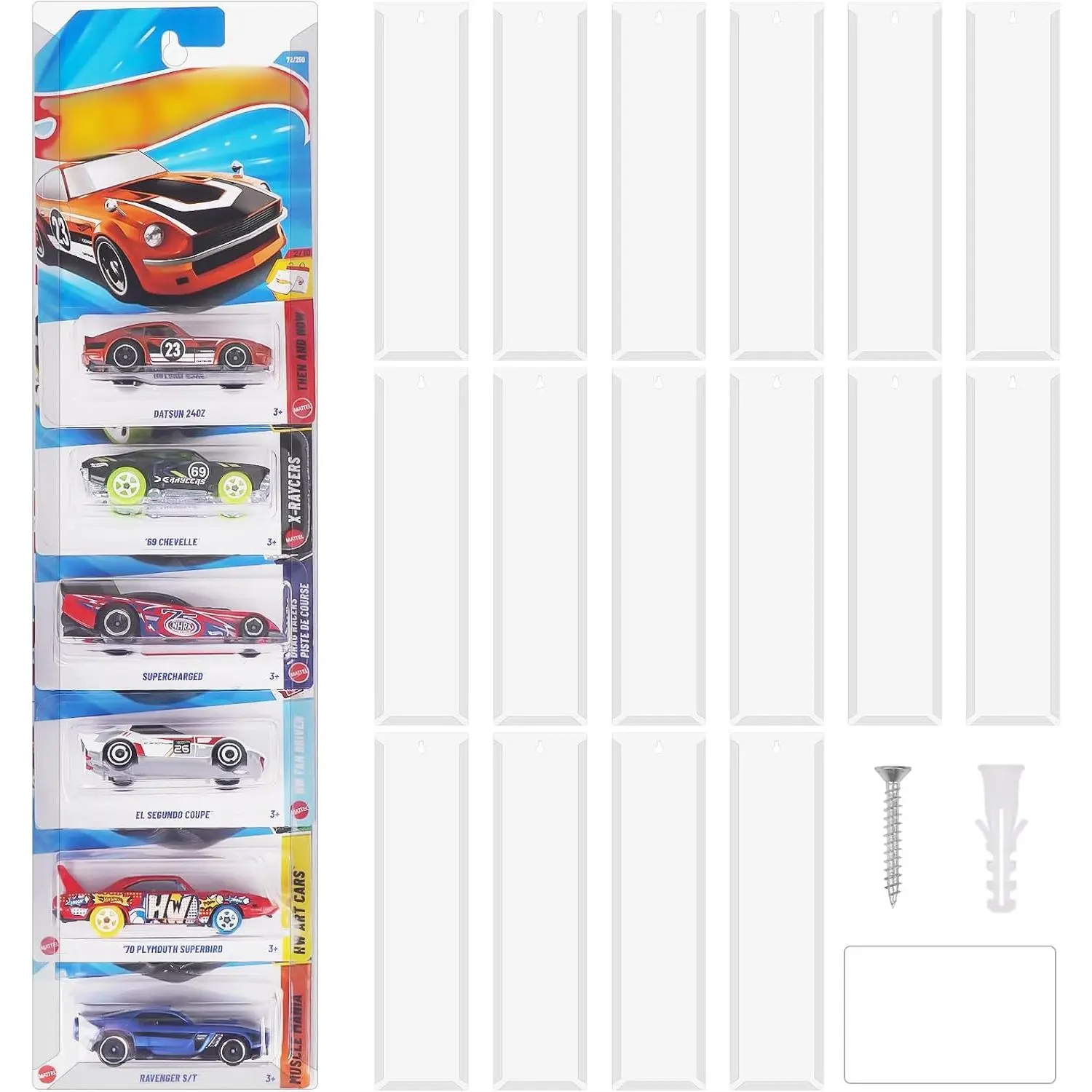 20 Pack Clear Display Case for Hot Wheels Storage, Model Cars Display Case Wall Mount, Plastic Wall Storage for 1:64 Scale Models Hot Wheels Display