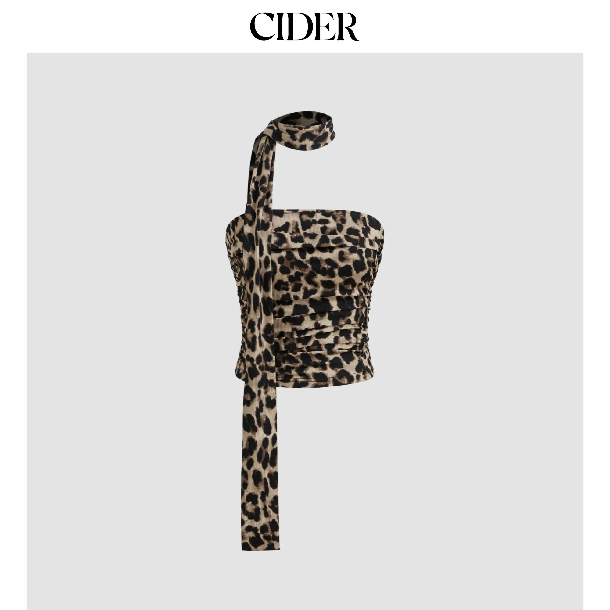 Cider [size 0-10] Leopard Print Ruched Tube Top With Scarf SummerWins SummerFinds