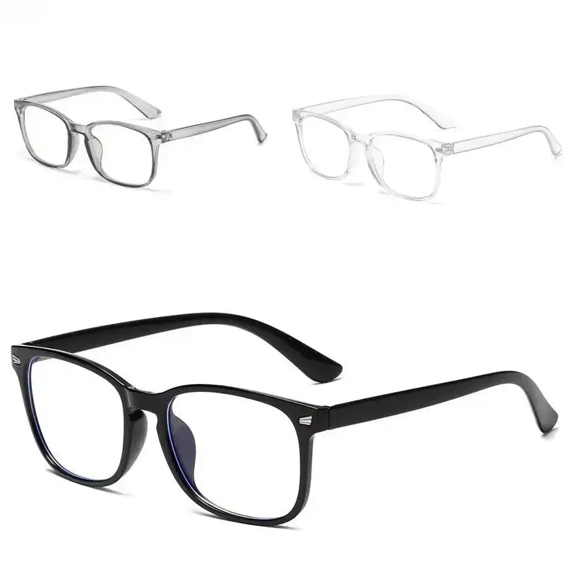 Blue Light Blocking Eyeglasses 3 Pack, Retro Square Fashion Frame Clear Pink Black, Anti Eye Strain Lightweight Eyewear for Computer Gaming Office and Daily UseLumina