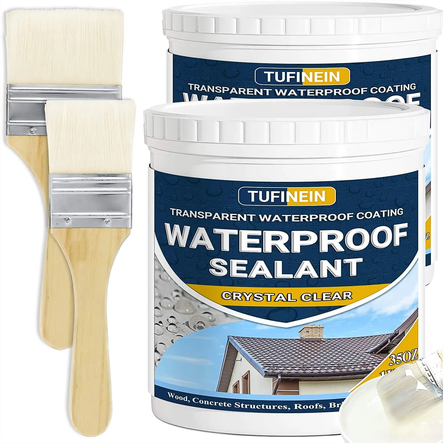 TUFINEIN 70oz Water-Based Invisible Waterproof Sealant - Adhesion Waterproofers, Floor Coating Waterproofers for Roofs, Walls, Indoor & Outdoor Use