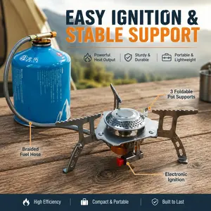 1pc Portable Folding Outdoor Camping Burner Head, Lightweight+Gas+Adjustable Flame+Windproof+Fire Viewing+Heating+Multi+Propane/Butane. Camping/Hiking/Backyard/Party/Fishing/BBQ/Road Trip/Beach/Picnic/RV/Overlanding/Outdoor Cooking/Tailgating