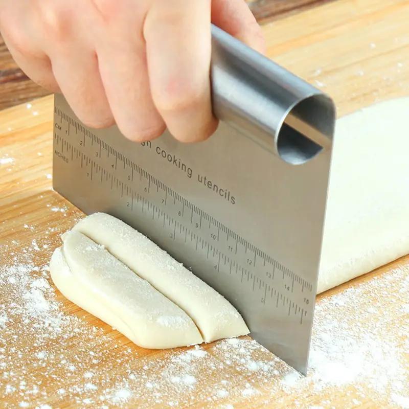 Stainless Steel Bench Scraper, 1 Count Multifunctional Dough Cutter & Pastry Chopper, Essential Kitchen Tool for Every Baker