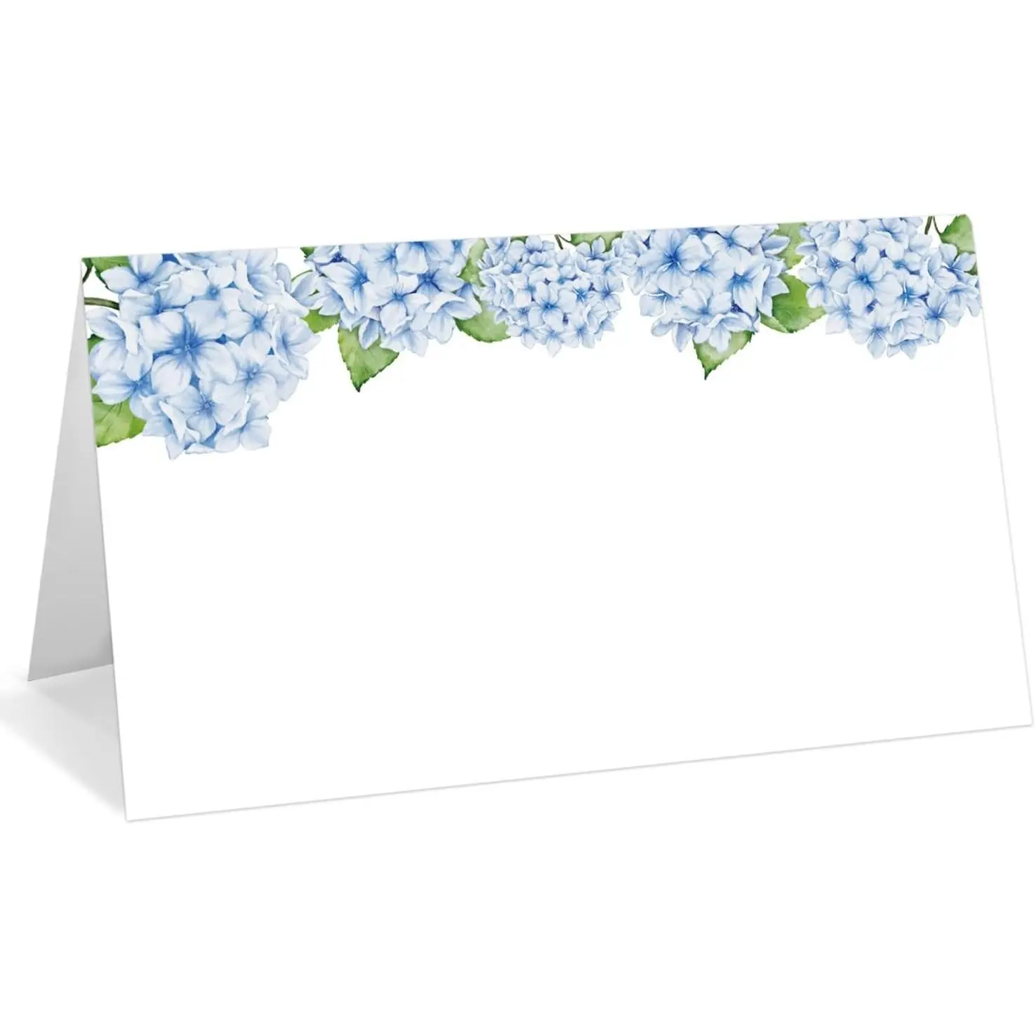 25 Pack Blue Floral Place Cards Editable Name Cards for Table Setting Tent Cards Food Label for Dinner Party Bridal Shower Wedding Baby Shower and Events -T12