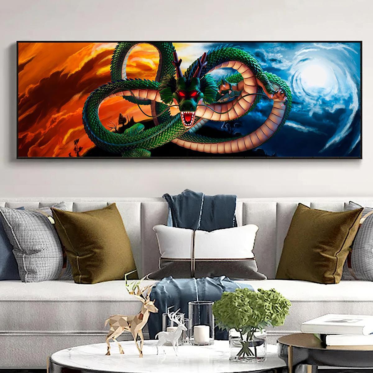 Dragon Pattern Canvas Painting without Frame, 1 Count Creative Dragon Pattern Wall Art, Wall Art Decor for Home Living Room Bedroom Office, Art Wall Decoration