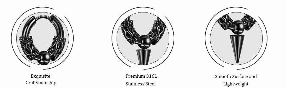 FINREZIO 25 Pcs/Set Men Clip on Earrings Stainless Steel Cross Chain Dangle Earrings Black Fake Earrings for Men Women Non Pierced Huggie Hoop Earrings Set Daily