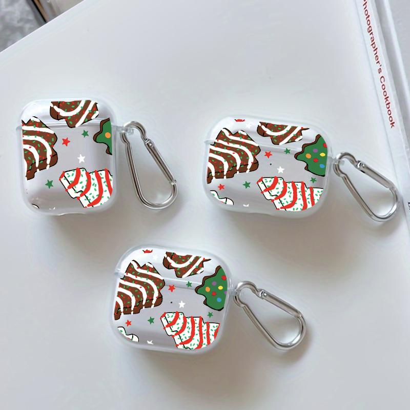 Christmas Cookie Fantasy Pattern Protective Case for AirPods 4/3/2/1/Pro/Pro2 Soft TPU Earphone Cover, Transparent with Keychain