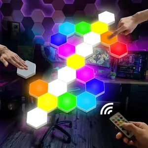 Hexagon Lights, Smart LED Wall Lights with Remote, 13 Colors Touch-Sensitive DIY Modular Assembled RGB Wall Panels, Hex Light with USB-Power for Autism, Game Room Decor, Party (6-Pack)fidget toys