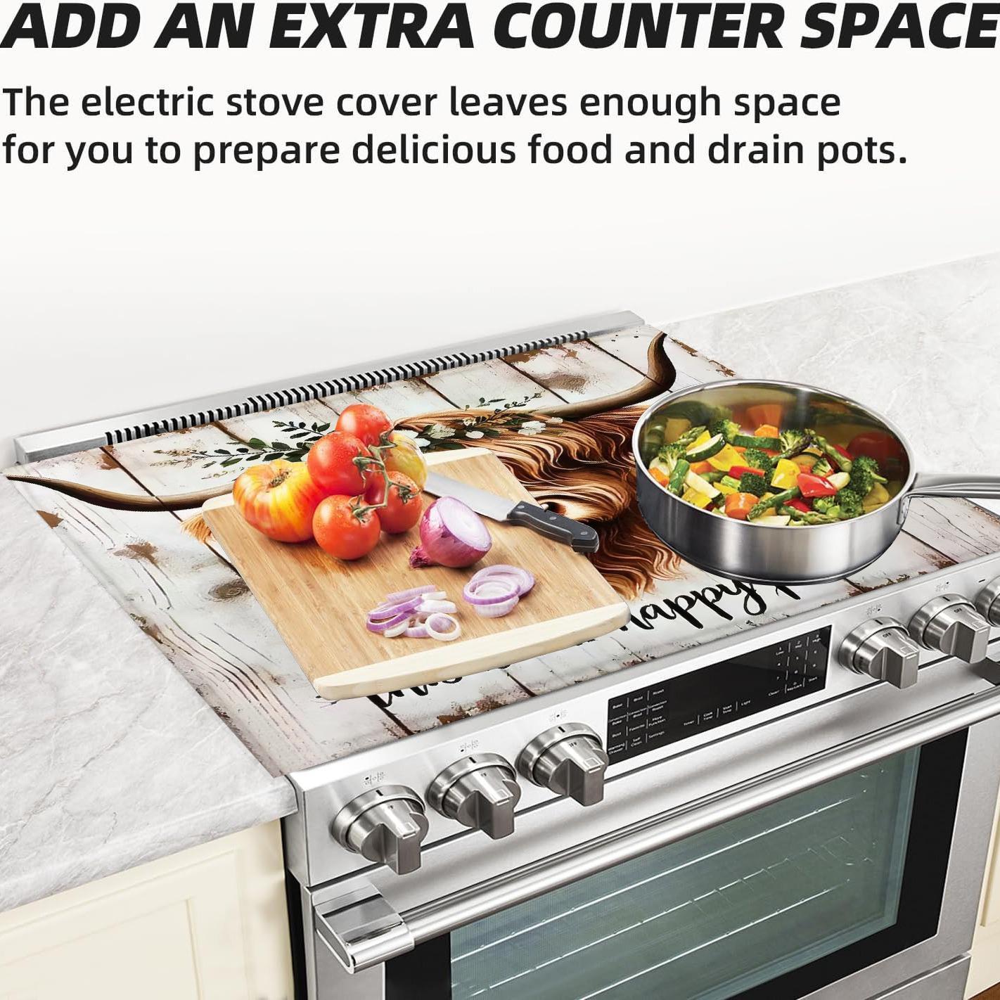 Soft Magnetic Stove Top Protector Pad, Cow Design, Stylish, Scratch-Resistant and Easy to Clean, Multi-Purpose for Any Kitchen, Spring and Summer Home Decor