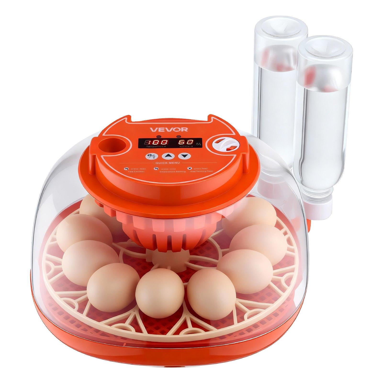VEVOR 12 Egg Incubator, Automatic Egg Turner with LED Candler, Temperature & Humidity Control, 360 °   View Clear Window, Poultry Eggs Incubator for Home Farm, Hatching Chicks Ducks Goose Quail