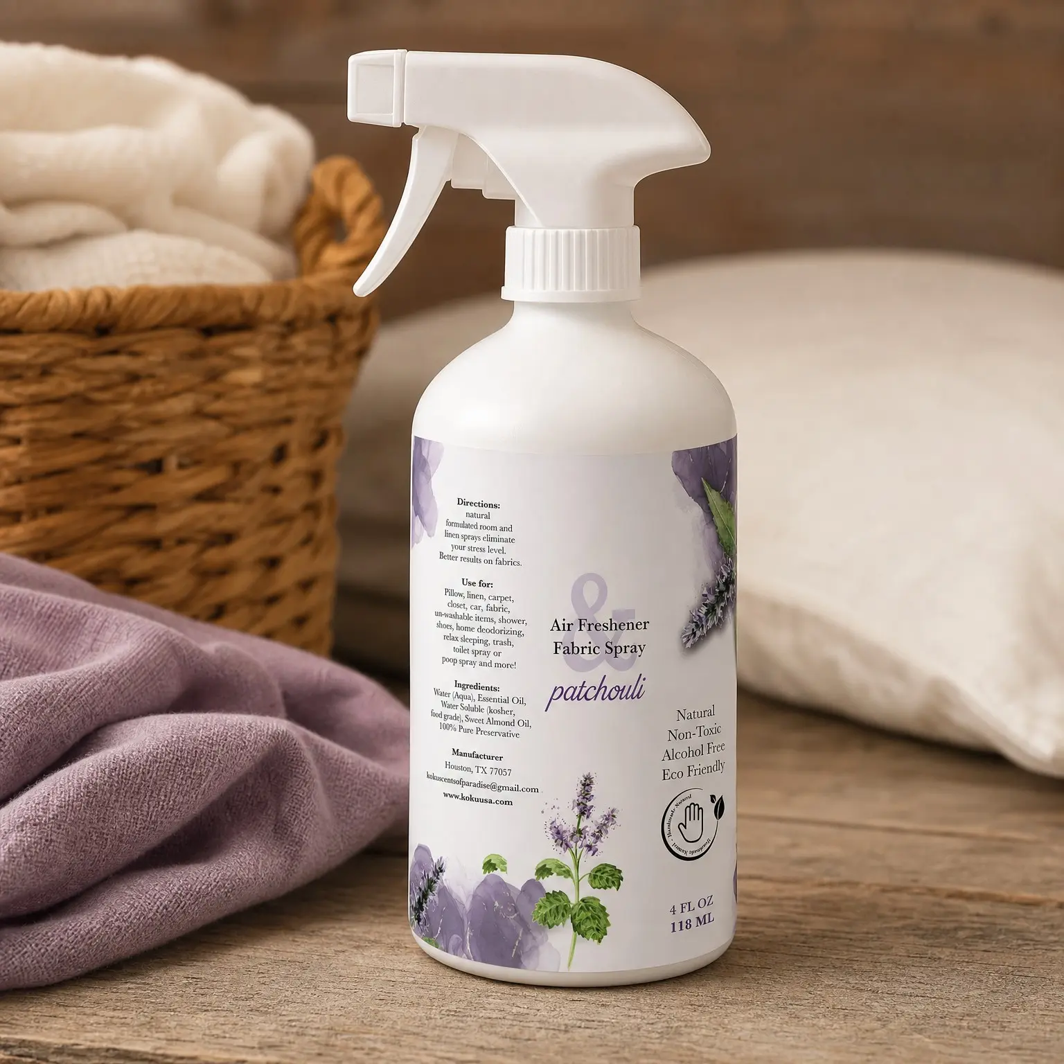Patchouli Air Freshener Spray - Odor Eliminator & Deodorizer for Room, Car, Home, Linen, Fabric - Non-Toxic, Alcohol-Free, Made in USA, 4 OzGift
