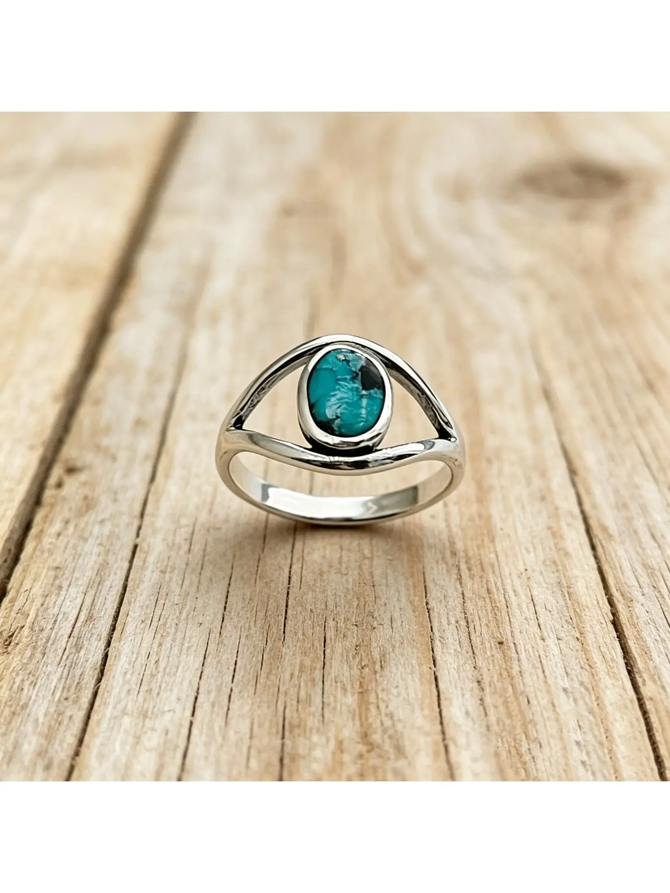 Double Hollow Eye Bezel Set Oval Natural Turquoise Silver Western Retro Women Halo Ring, Boho Engagement Ring, Unique Valentine Gift, Vintage Party Ring, Fashion, Slim Daily Stack Ring, Santa Fe Festival Gifts and Casual Layered Daily Outfits