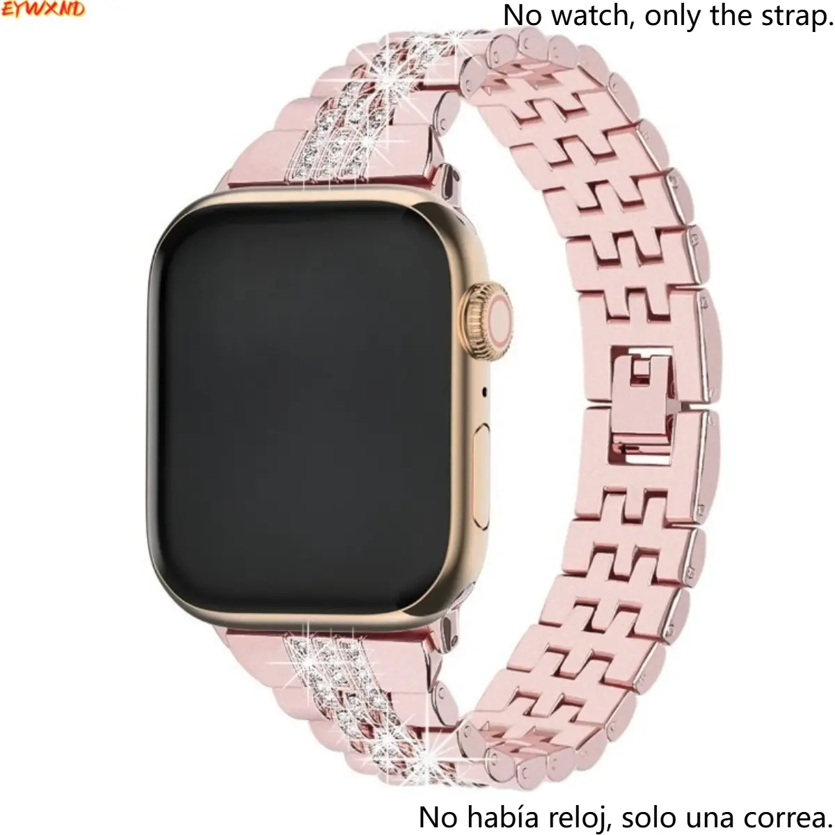 EYWXND Diamond-Inlaid Metal Link Watch Band - Multi-Size Adjustable Luxury Replacement Strap for Smart Watch Ultra & All iWatch Series, Sparkle Accessories for Party & Formal Outfits
