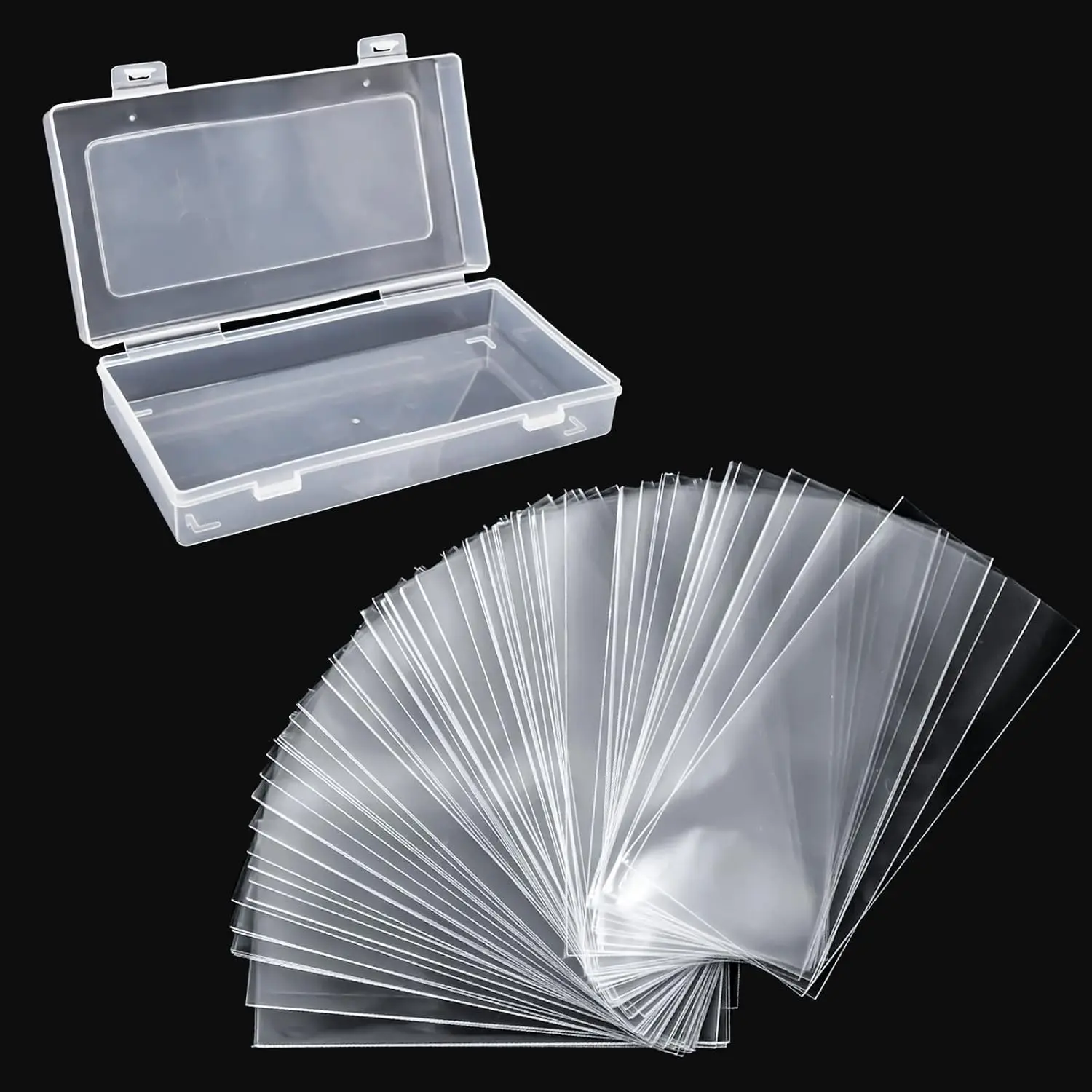 100 Pack  Holders with Plastic Storage Case, Clear Thicken   Collection Sleeves Protector OPP Bag