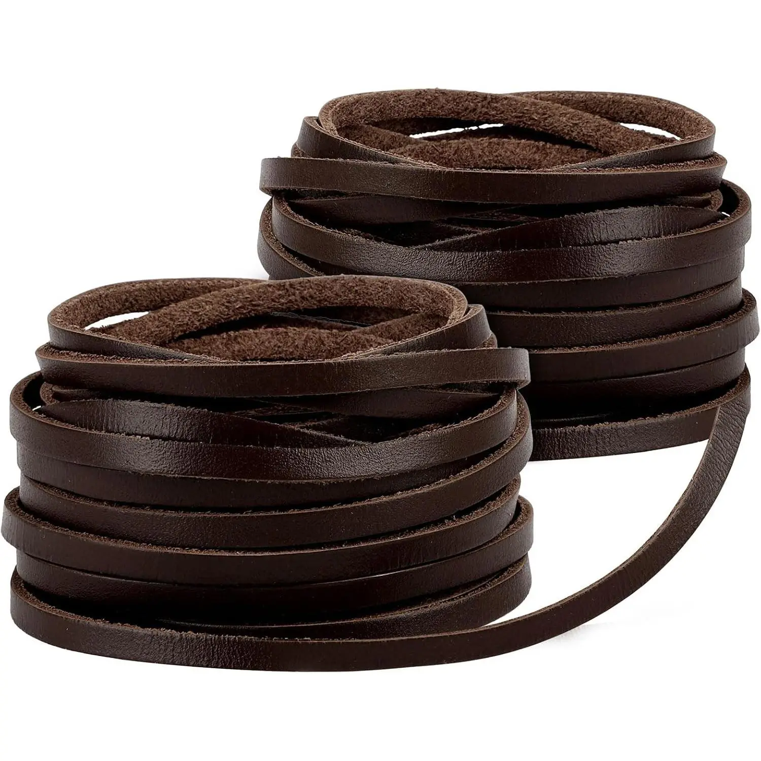 10 Yards Flat Genuine Leather Cord, Available in 3/4/5mm, Real Natural Leather String Strips, Braiding Cord for Jewelry Making Necklace Tools Crafts (Dark Brown, 4mm)