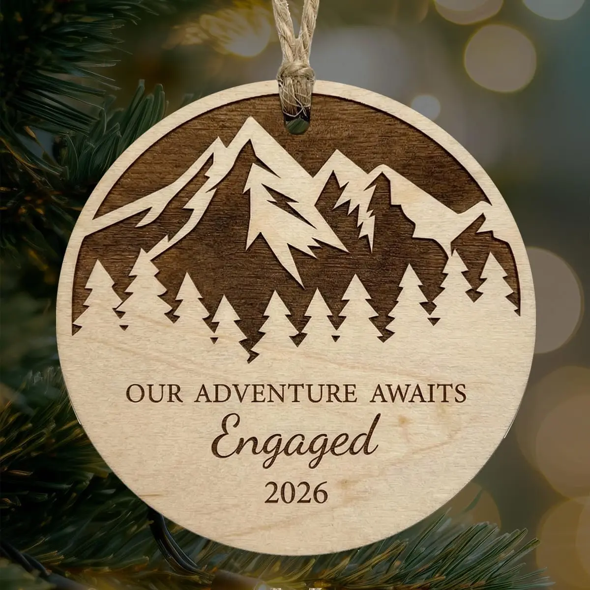 Engagement Ornament 2026 Our Adventure Awaits Engaged Ornament| Best Engagement Gifts for Newly Engaged Wooden Couples Bride to Be Women & Her