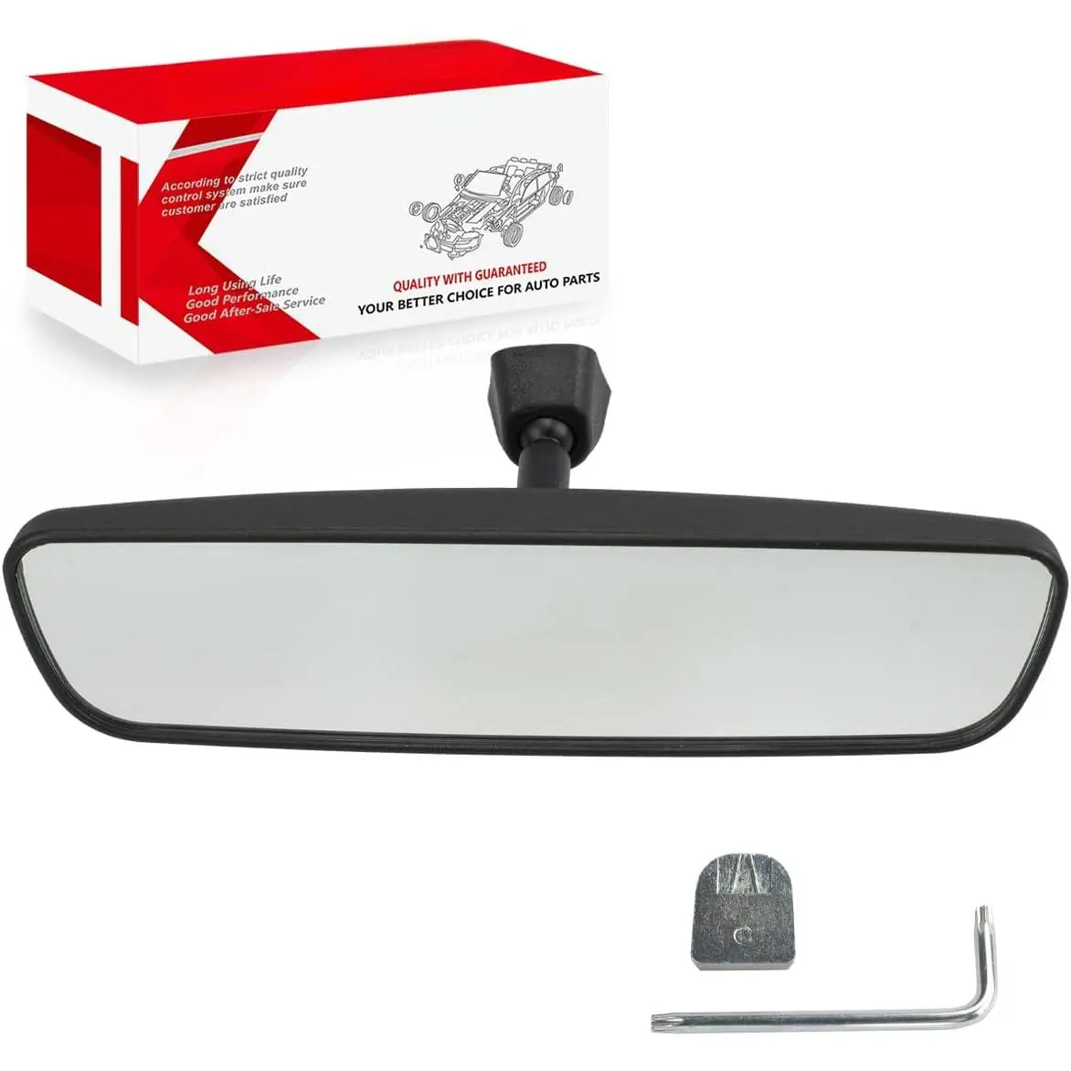 10.6" Rear View Mirror, Universal Fit Type, Compatible with Jeep Wrangler Kia Optima Soul Sorento Nissan Rogue Altima Toyota Corolla Camry Tacoma Ford F150 Focus Honda Civic Accord And More