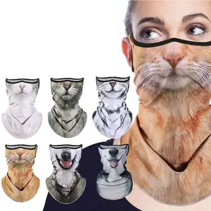 3d Printed Cats Dogs Design Full Face Mask Neck Protector Funny Cute Quick Dry Helmet Liner For Party Outdoor Windproof Masks