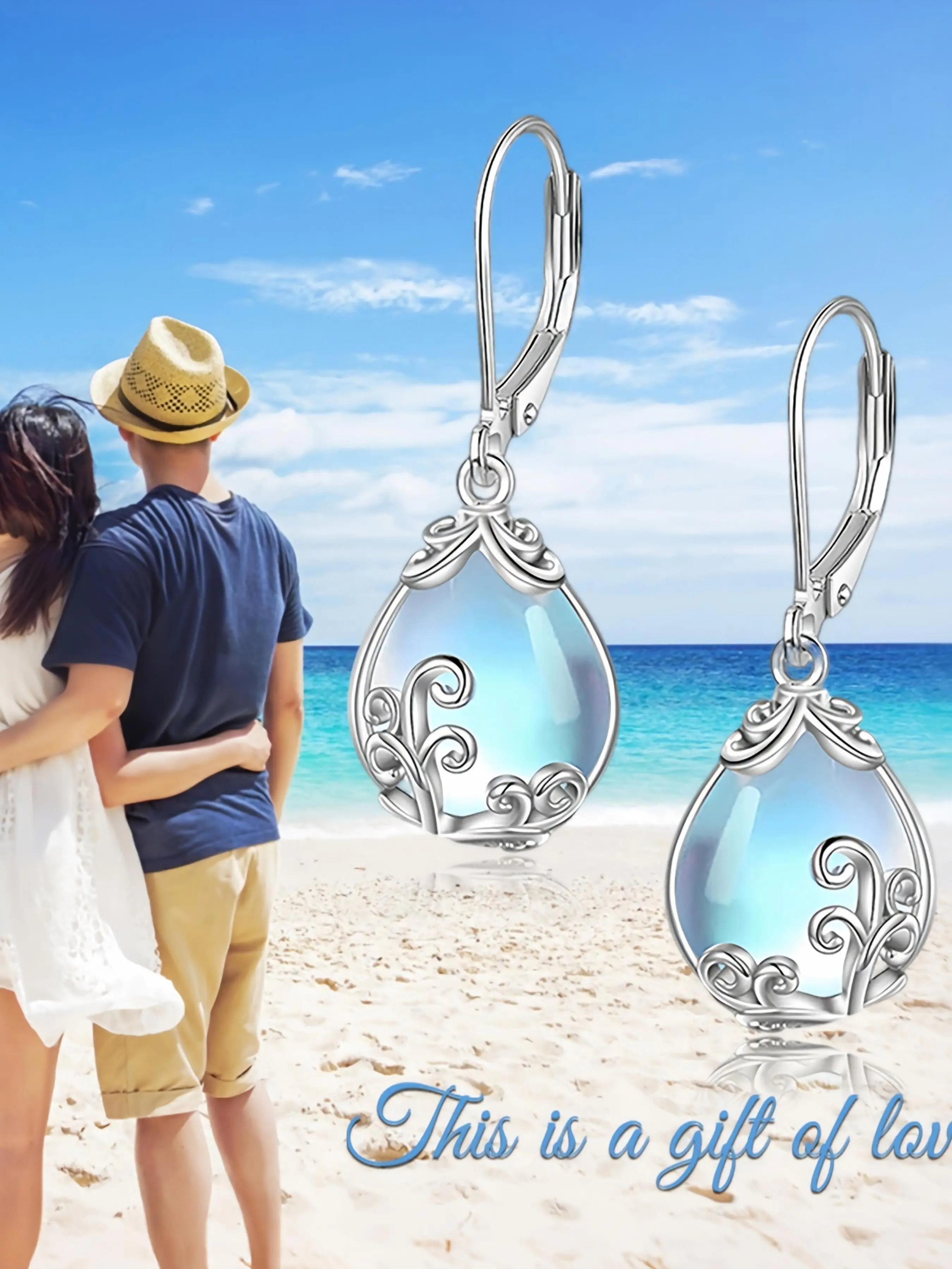 Women's Fashion Dangle Earrings, Moonstone Teardrop Design, Perfect for Daily Wear, Ideal Gift, Elegant Jewelry for Women