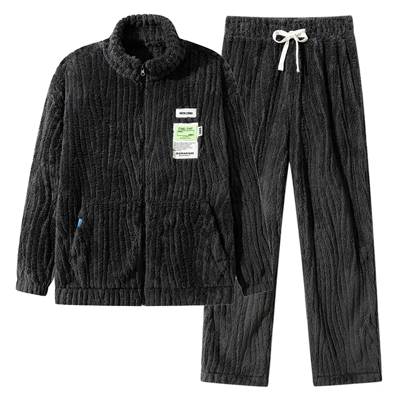 Guys Plush Fleece Sweatsuit 2 Piece Zip Jacket Straight Leg Pants Set Cozy Warm Loungewear Fall Winter Casual Outfits soft cool clean chic active sporty premium classic stylish durable trendy relaxed comfy modern vibe urban hype fresh dope fly Multi-Color