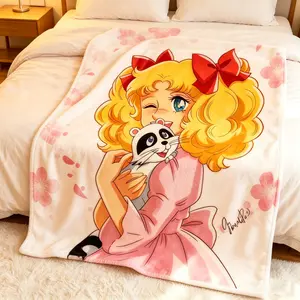 Candy Candy Blanket  Flannel Throw Soft Warm All Season Romantic Moonlit Roses Flannel Blanke Design Vibrant Digital Print Bed SofaCamping Travel Gift for Anime Fans Home DecorChristmas Anime Cartoon Blanket Applies to Super soft  decorative sofa/sofa/bed