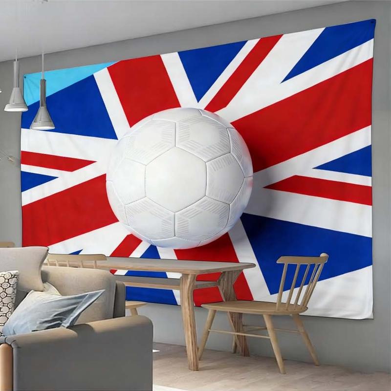 1 pc microfiber FIFA World Cup British Flag Soccer Ball Tapestry Wall Hanging Decoration for Living Room Bedroom Dining Room Outdoor and Holiday Decor Sport Theme Home Ornament Tapestry Background Cloth Hanging Cloth Wall Cloth Decorative Cloth