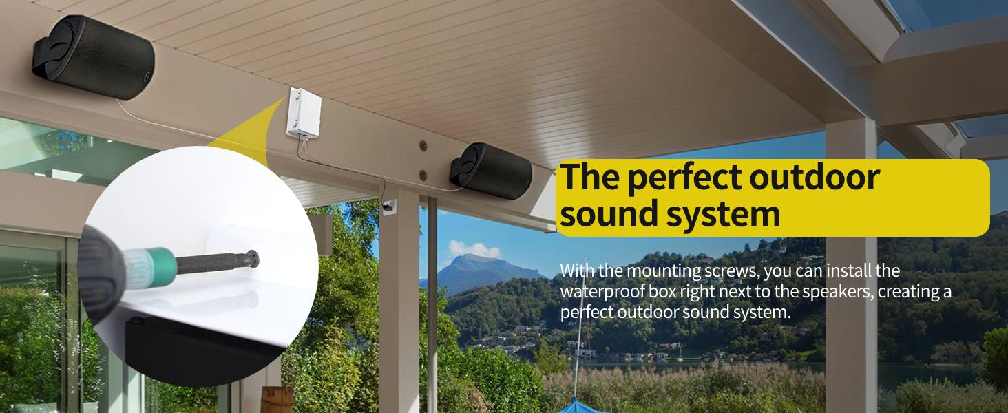 PROZOR Bluetooth 5.0 Power Amplifier for Outdoor Speakers, 200W+200W Stereo Amplifier, TPA3221 2 Channel amp Waterproof Mounting Box Supports Speakers