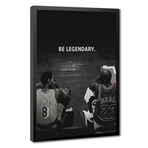Canvas Wall Art Decor  Lakers Kobe Bryant No. 8 and Michael Jordan No. 23 Bench Moment Basketball Duo Poster  “Be Confident, Be Legendary”  Sports Decor for Gym or Home