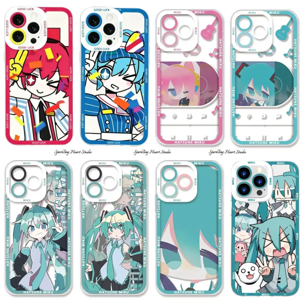 Kawaii Y2K Cute Teto Hatsune Miku Phone Cases For iPhone 17 16 15 14 13 12 11 Promax Pro Plus Air Transparent Soft TPU Anti-Drop Cover Trendy Luxury Aesthetic Shells Daily Accessory Gift
