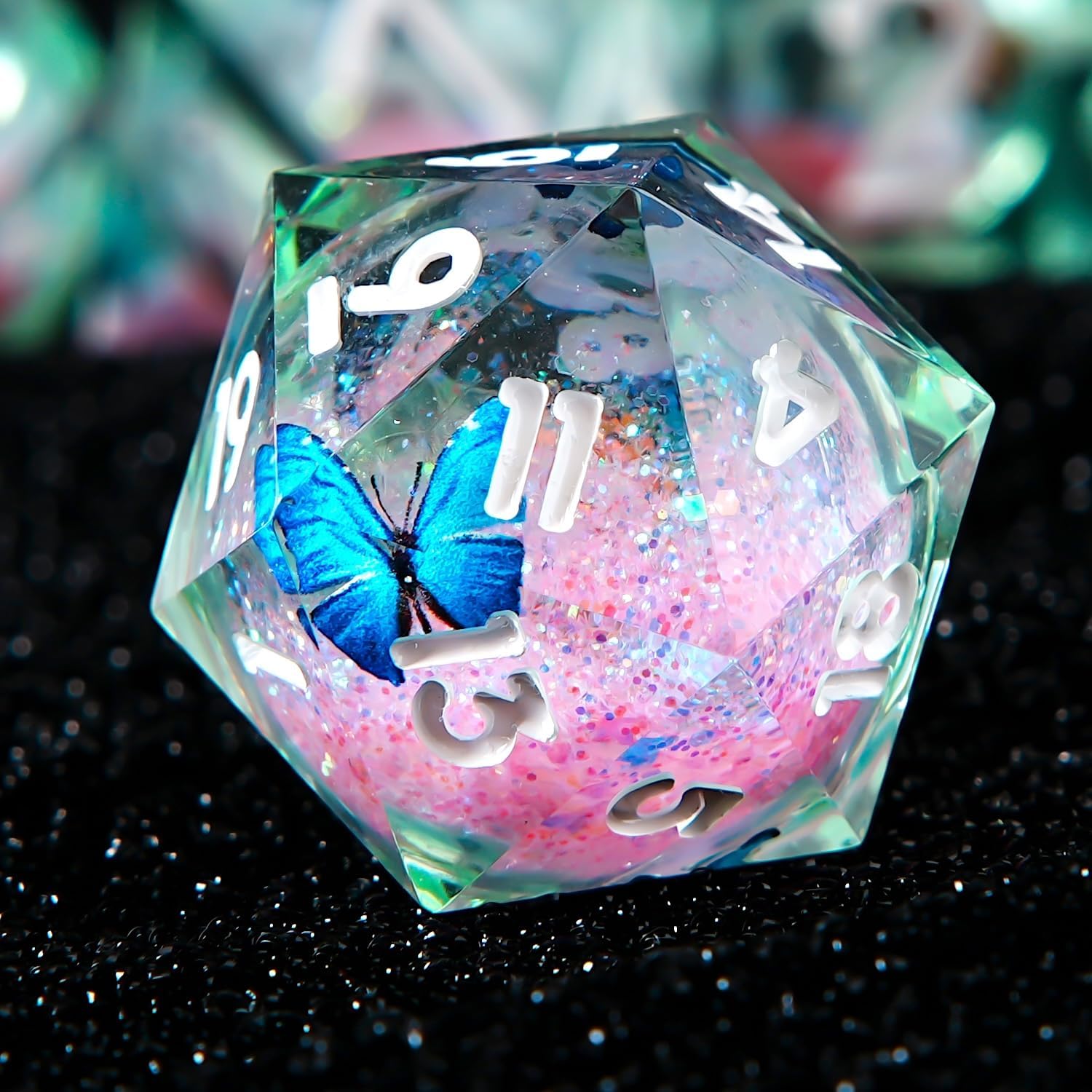 Butterfly Pattern Dice Set, 7 Counts/set Handmade Sharp Edge Dice, D&D Polyhedral Dice for Dungeons and Dragons Role Playing Game Resin Dice