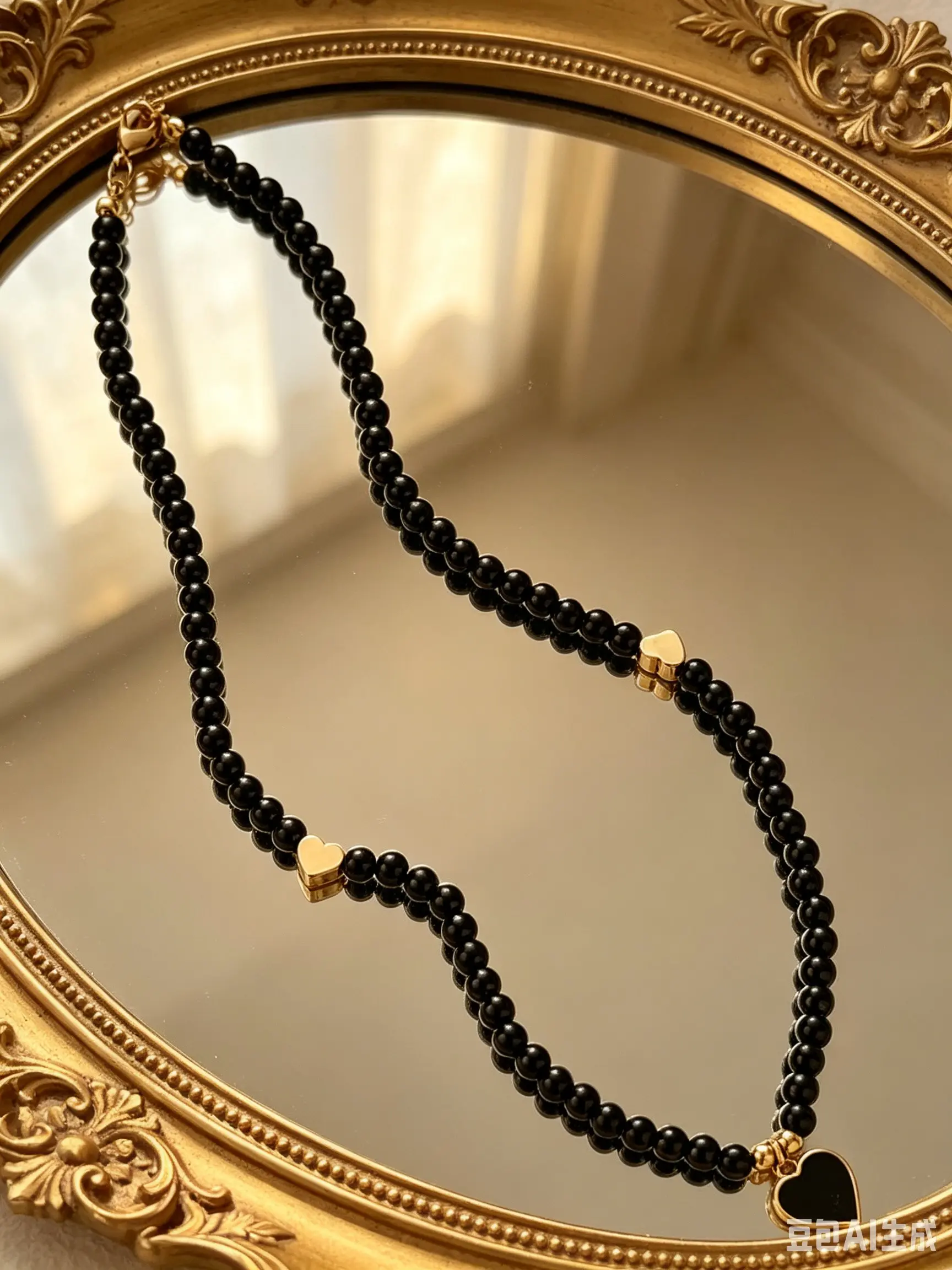 A handmade black beaded heart necklace for the neck, a charming ladies' decorative necklace, a daily date or vacation jewelry for ladies, a gift for festivals, a daily accessory for parties and dances, a perfect gift suitable for all occasions.