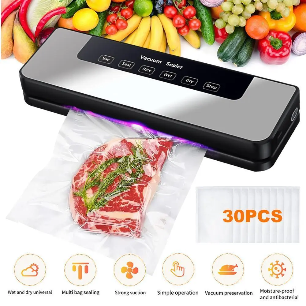 Vacuum Sealer Machine 65kPa Automatic Food Sealer 30cm Seal Width with External Hose 30 Vacuum Bags Included for Dry Wet Food Storage#DealsForYouDays