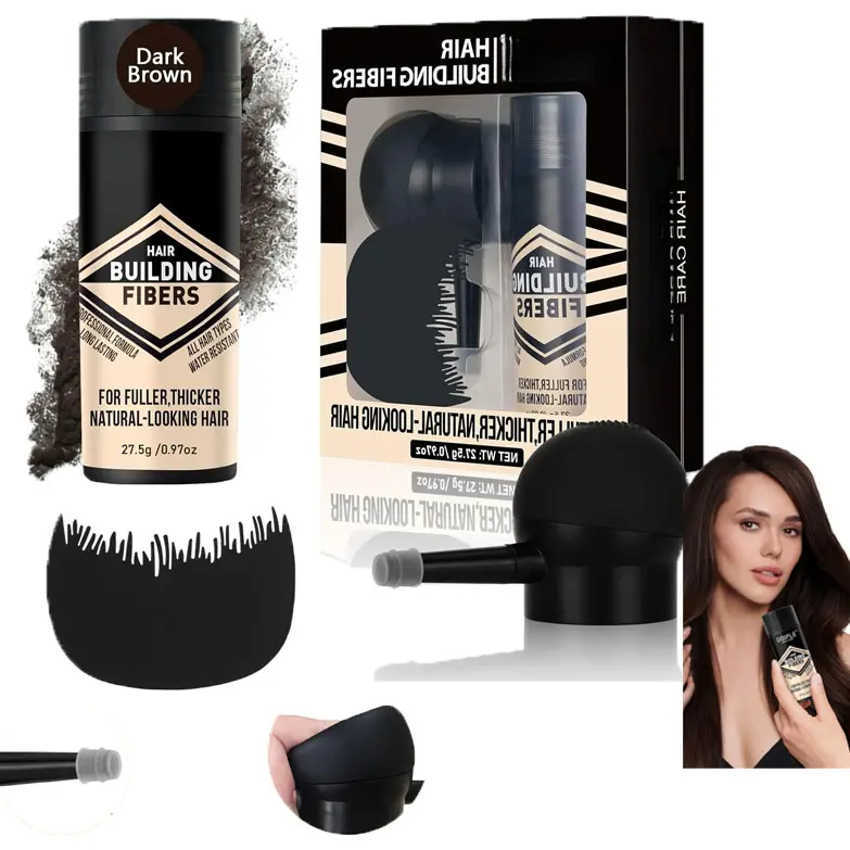 Hair Building Fibers for Women & Men with Spray Pump Applicator & Hairline Optimizer Set, Professional Barber Enhancement Spray, Hair & Beard Hairline Enhancer for Thinning Hair Fuller Look