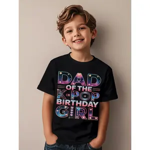 Camiseta de cumpleau00f1os para niu00f1a K Pop de Papu00e1 del K-Pop Novelty Aesthetic Graphic Kid T-Shirt Popular Kid T Shirts Trending Tees Tops for Kid