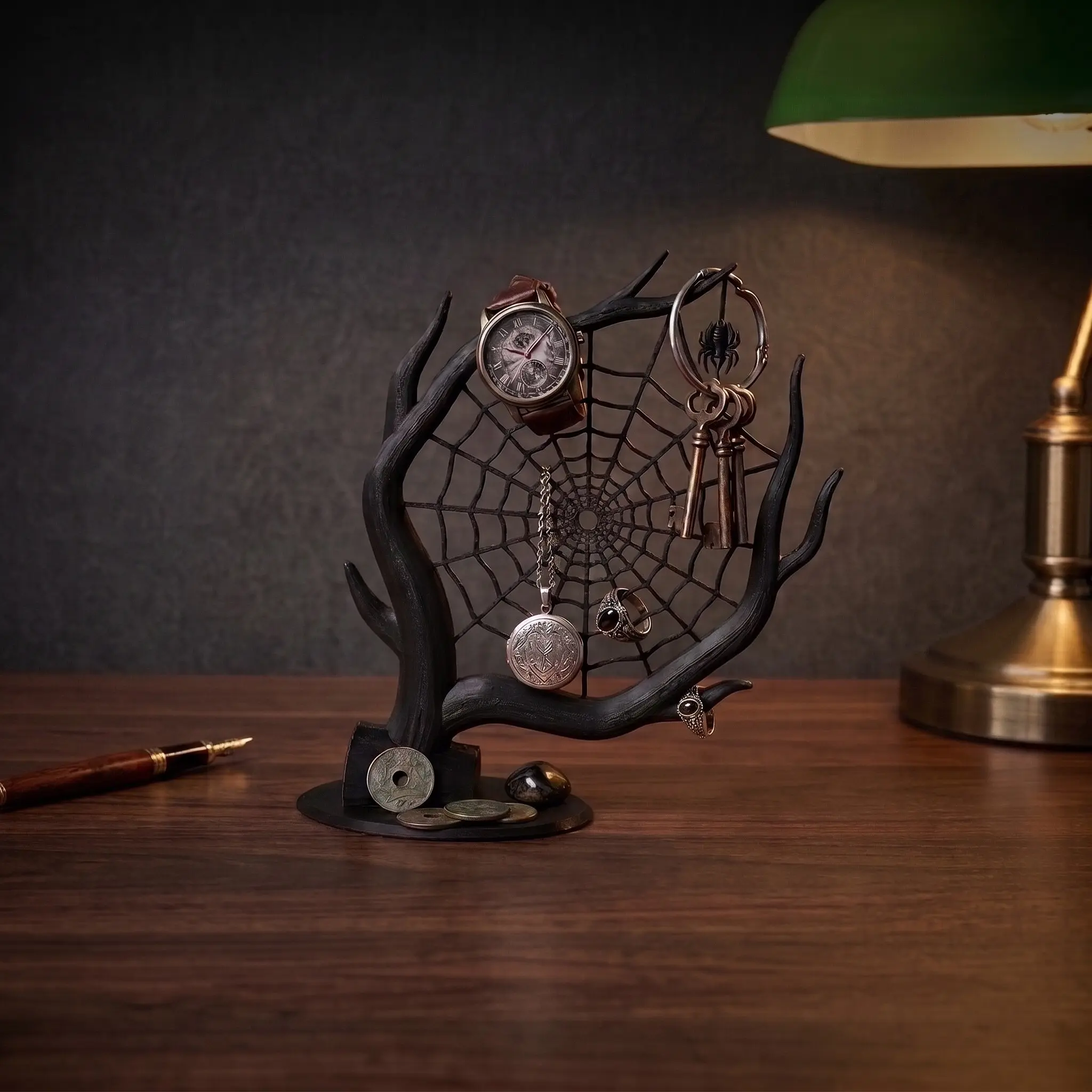 Spider Web Jewelry Stand for Vanity Desk, Spooky Gothic Tree Organizer, Gift for Women, Halloween Decor, Retro Style