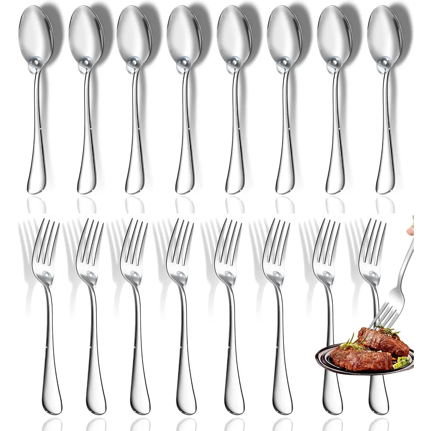 12 count Spoons and Forks Set, Top  Grade Stainless Steel Forks and Spoons Silverware Set,Forks and Spoons Cutlery Set, Mirror Finish & Dishwasher Safe