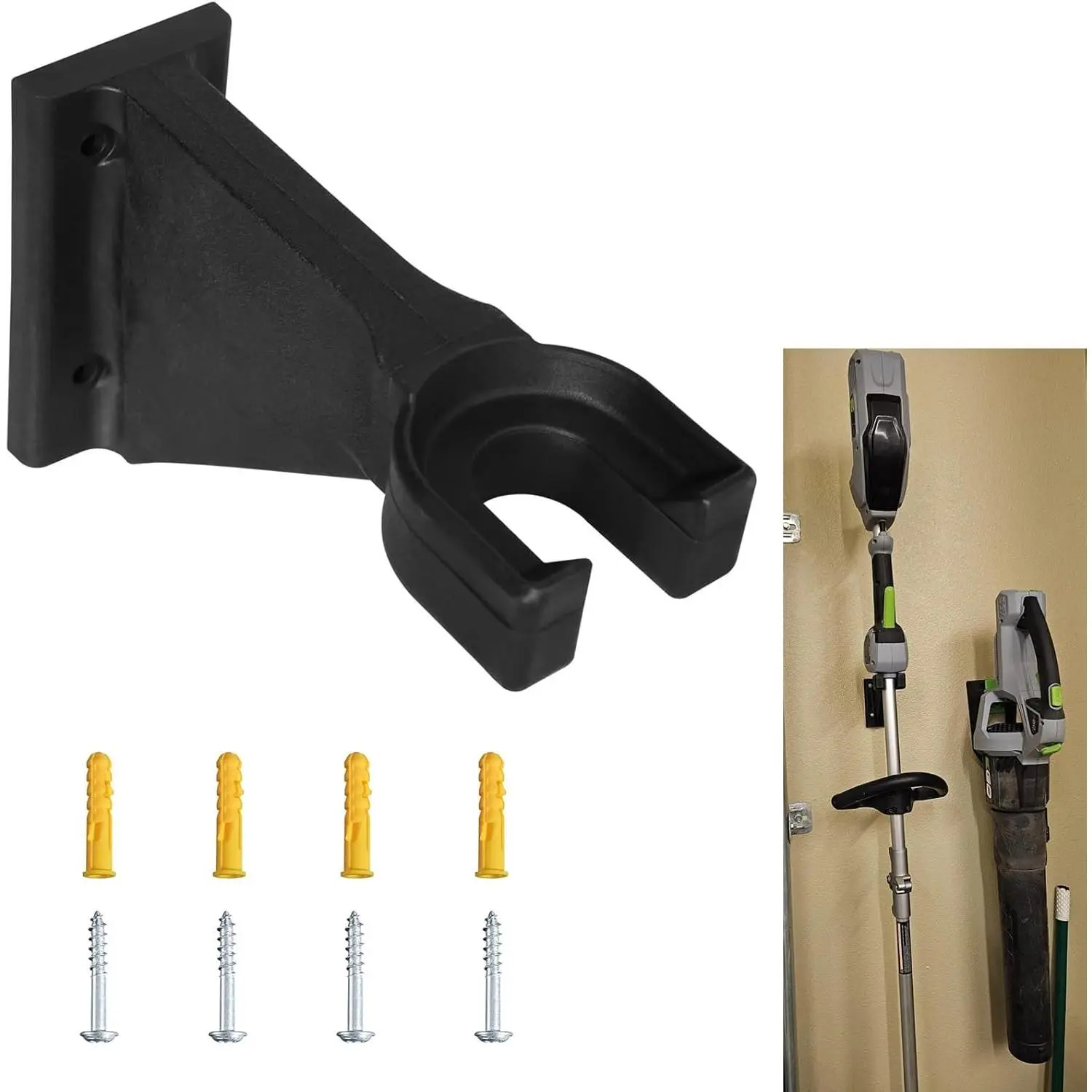 Heavy-Duty Wall  Holder for Garden Power Tools Fits EGO 56V Trimmer | Garage storage organizer, 4-hole storage hooks for trimmer, holds up to 250lbs,  materials, For ryobi tool hanger