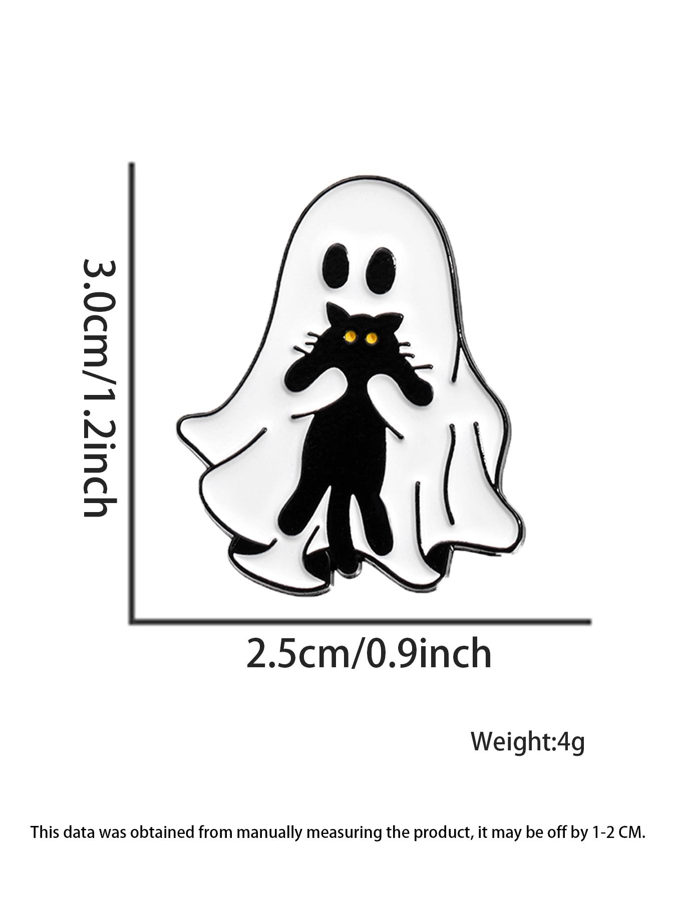 Cute Ghost & Cat Design Brooch, Creative Halloween Themed Jewelry for Party, Daily Clothing Decor for Girl, Fashion Accessories for Daily Wear