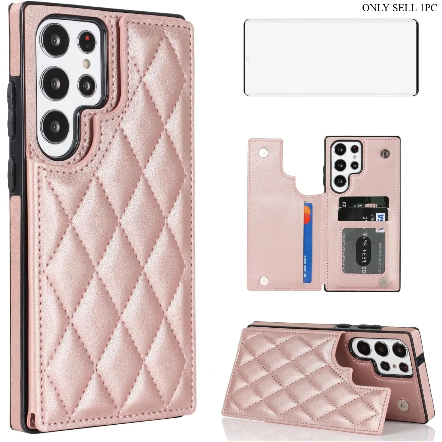 Leave Your Wallet At Home! RFID Blocking Leather Wallet Case for Samsung S26/S25/S24/S23/S22/S21 Series Edge Ultra Plus FE, Flip Folio Cover With Card Slots & Kickstand Shockproof Phone Protective Case