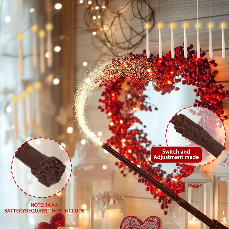 12, 24PCS floating candle, with wand, Christmas decoration, with wand remote, flicker warm light flameless hanging candle battery powered, LED candle, suitable for parties Halloween Set Traditional Switch Window Ornaments 12Pcs