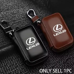 Leather Square Zip Key Pouch, Two Colors, Durable Hook, Portable Scratch-Resistant, for Lexus Cars, Car Accessories