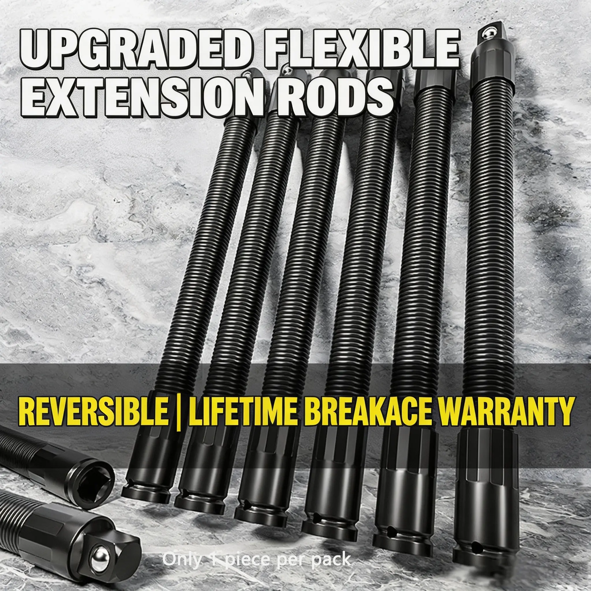 1/2" Drive Flexible Socket Extension Bar, 250mm/350mm Heavy Duty Bendable Extension Shaft, Universal Flexible Rod for Ratchet/Electric/Pneumatic Wrench, Auto Repair Mechanical Tool Accessories, Wrench Extender Tool