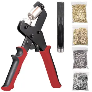 Grommet Tool Kit 3/8'' Handheld Grommet Kit  Eyelet Tool with 10mm Hollow Punch and 500 count Eyelets for Leather Fabric Belt Tarp Tent Bag Curtain Cardboard