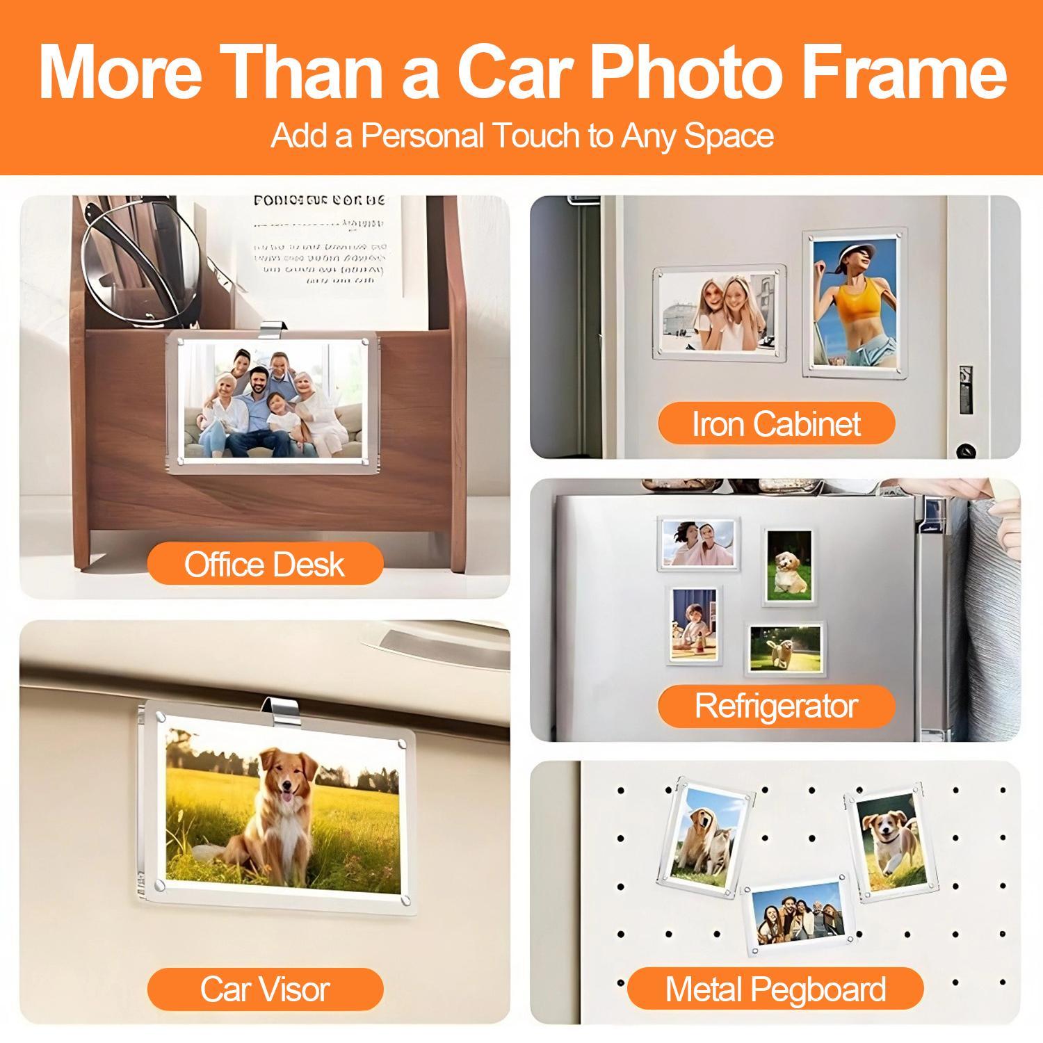 1/2Pcs Car Picture Holder for Sun Visor Magnetic 2.36"x3.5" Clear Acrylic Photo Clip Horizontal Vertical Display Perfect for Polaroid Go Instax Mini Drive Safe Gift
