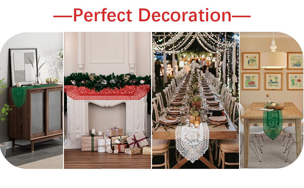 Christmas Red Christmas Runner for Table Lace Lace Laces Runner Dresser Scarf Rectangular Laces Doilies for Christmas Wedding Home Dining Table