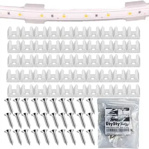 50 Pack Under Cabinet Lighting Mount Clips, LED Strip Light Mounting Brackets Fixing Clip Holders for Kitchen Counter, Ceiling, Workspace, Patio Deck Accent Light