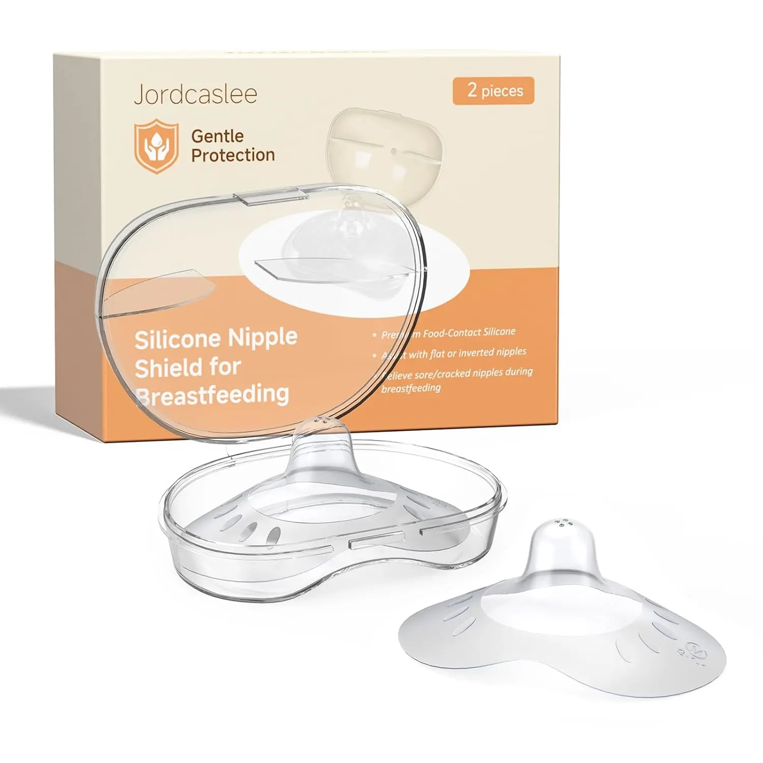 Nipple Shields for Breastfeeding 20mm, Food Grade Silicone Ultra Thin Contact Nipple Guards for Flat & Inverted Nipples, Breastfeeding Support for Newborn Feeding Difficulties, 1 Pair