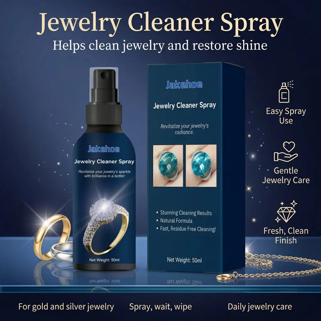 Jewelry Cleaner Spray for Gold and Silver Jewelry - Tarnish Removal, Dirt, Grime, Stain Treatment, Shine Enhancement, Daily Care for Rings, Necklaces, Earrings, Bracelets