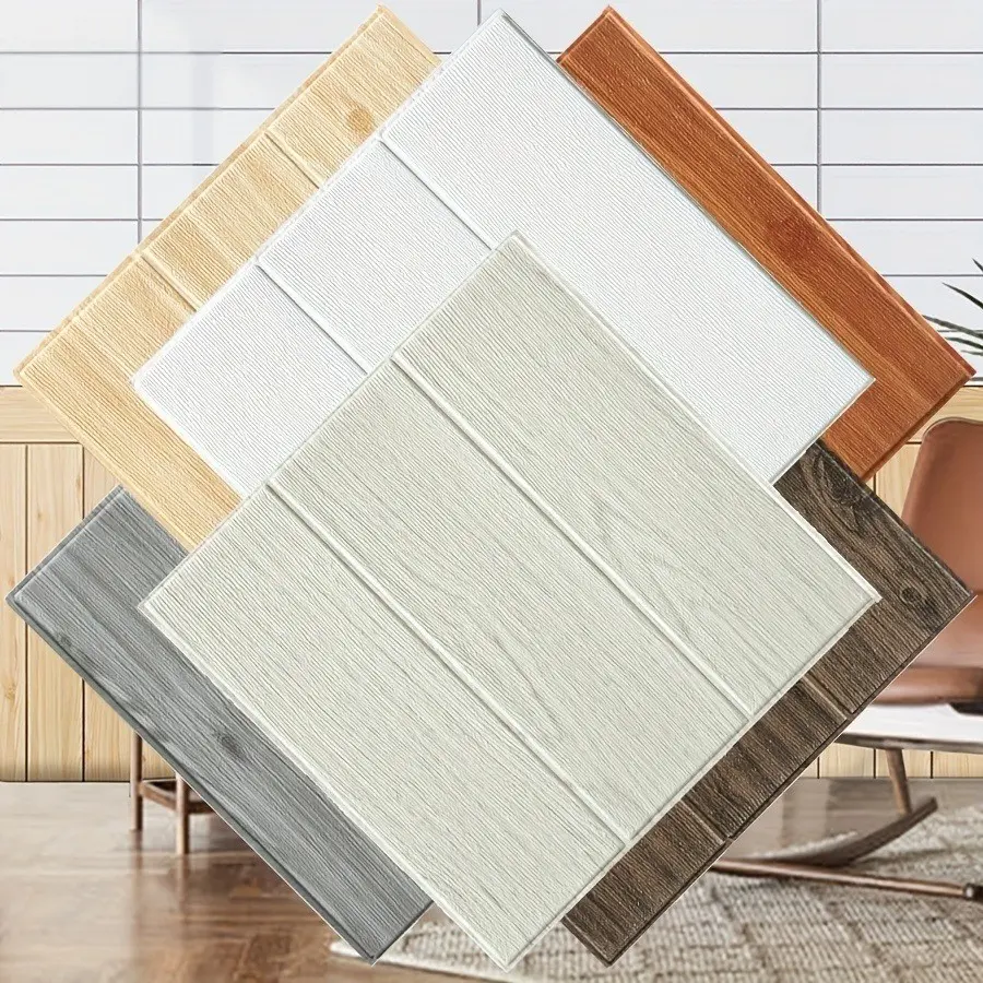 30pcs Self-Adhesive Wood Grain Decorative Wallpaper, Living Room Bedroom Wall Renovation Stickers, Washable Waterproof Wallpaper, Background Wall Ceiling Paper