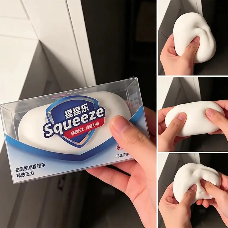 Soft Fake White Soap Squishy Slime Toy Decor Square Cube Soft Slow Rebound Stress Relief Prop Home Room Decoration Festival Gift